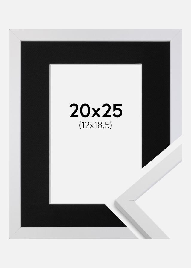 Ram med passepartou Fotolijst Trendy Wit 20x25 cm - Passe-partout Zwart 13x19,5 cm