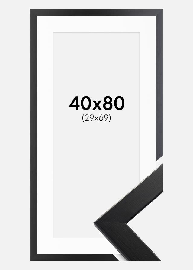 Ram med passepartou Fotolijst Trendline Zwart 40x80 cm - Passe-partout Wit 30x70 cm