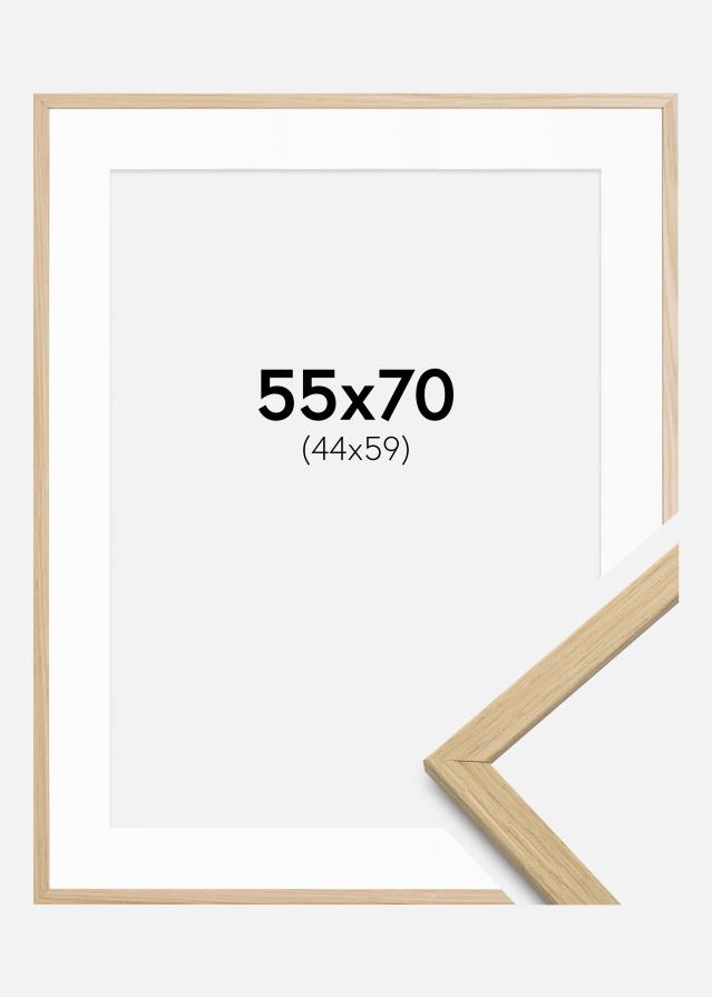 Ram med passepartou Fotolijst Edsbyn Eikenhout 55x70 cm - Passe-partout Wit 45x60 cm