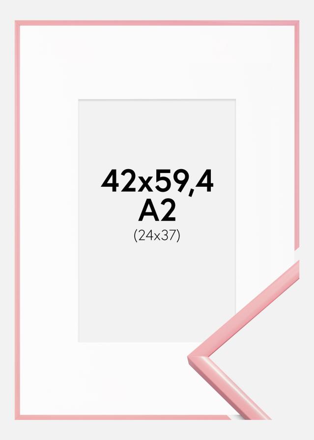 Ram med passepartou Fotolijst New Lifestyle Roze 42x59,4 cm (A2) - Passe-partout Wit 25x38 cm