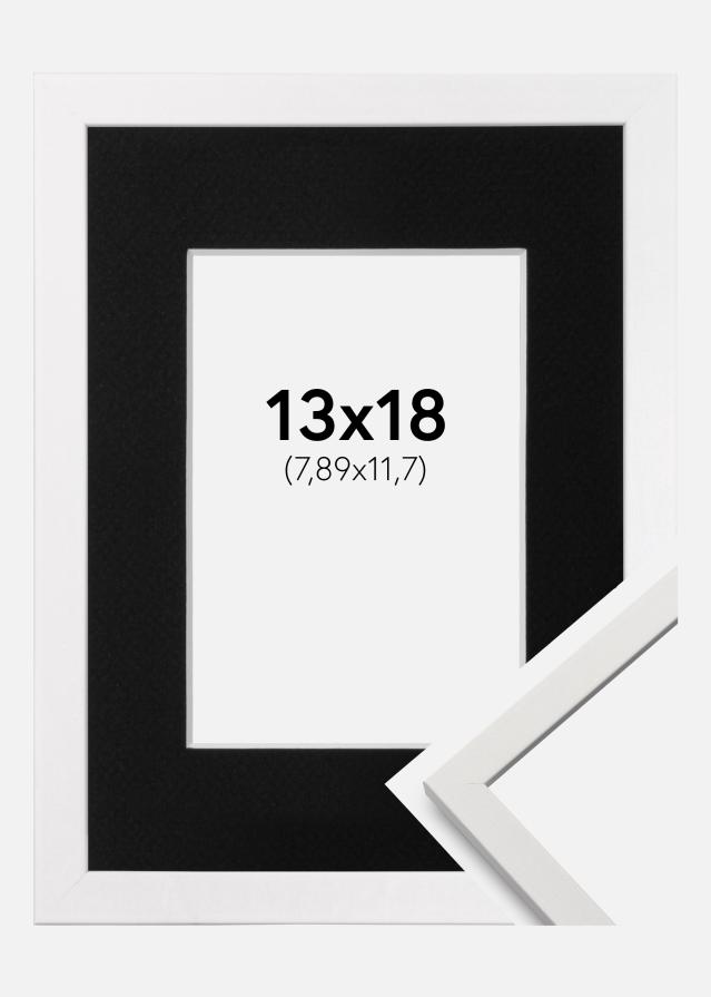 Ram med passepartou Fotolijst Edsbyn Wit 13x18 cm - Passe-partout Zwart 3,5x5 inches