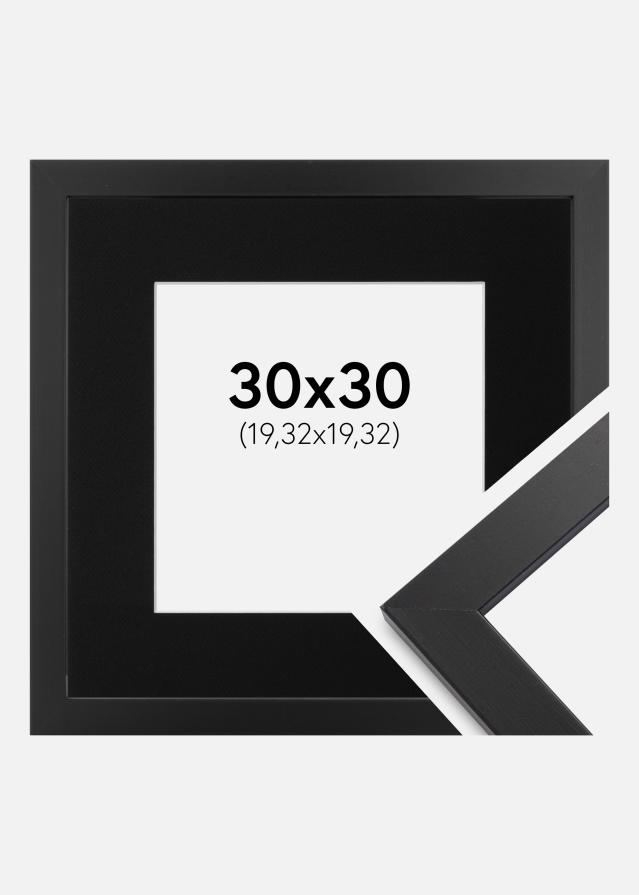 Ram med passepartou Fotolijst Black Wood 30x30 cm - Passe-partout Zwart 8x8 inches