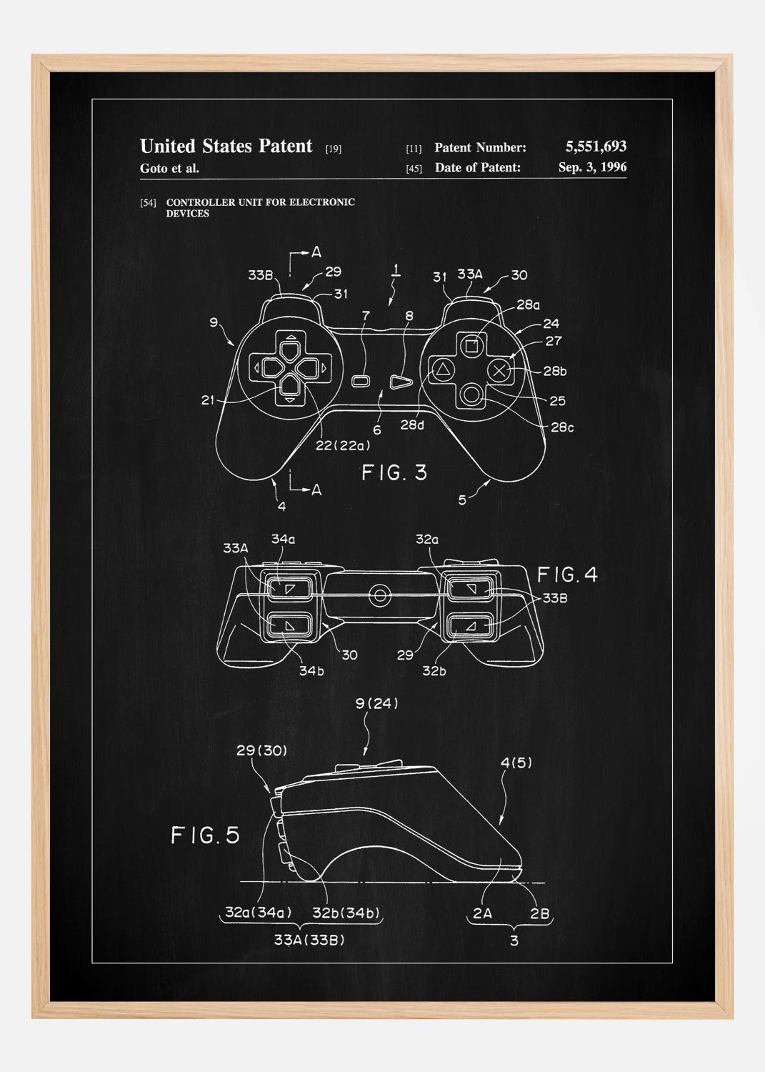 Product Image for Patent Print - Game Controller II - Black Poster (21x29.7 cm (A4))