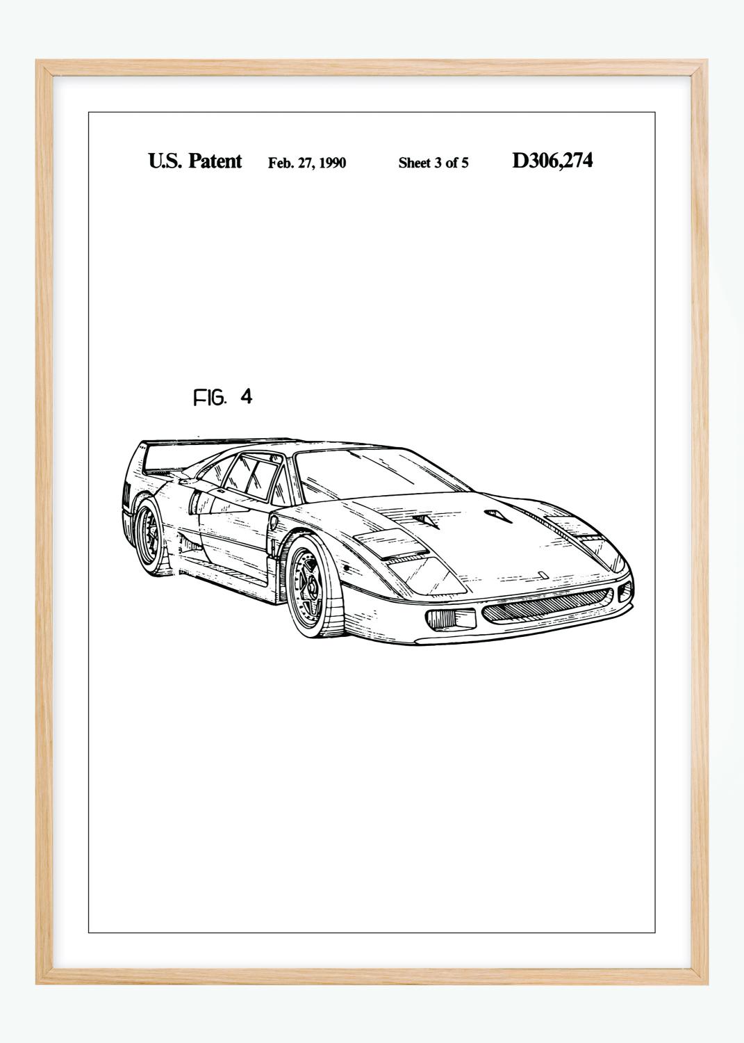 Product Image for Patenttekening - Ferrari F40 II Poster (21x29,7 cm (A4))