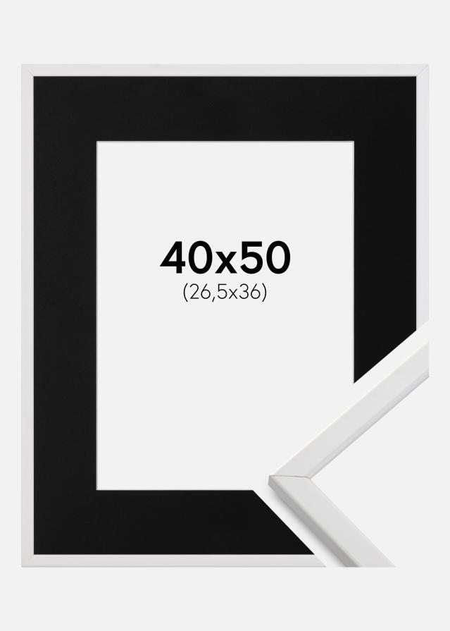 Ram med passepartou Fotolijst Galant Wit 40x50 cm - Passe-partout Zwart 27,5x37 cm