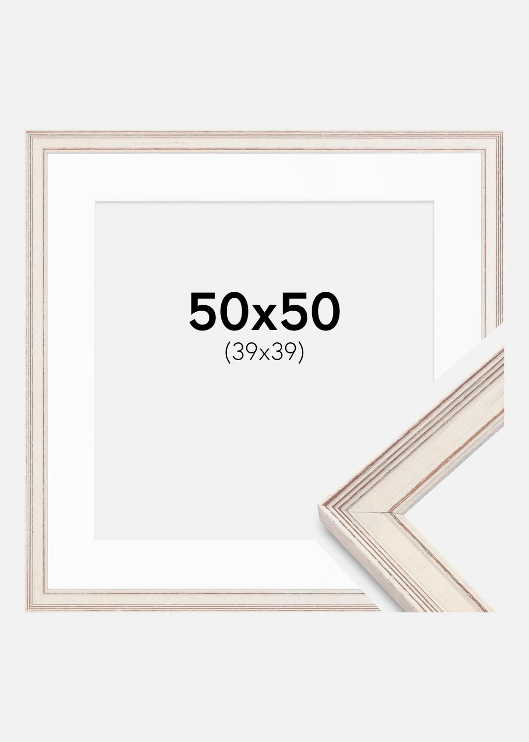 Product Image for Fotolijst Shabby Chic Wit 50x50 cm - Passe-partout Wit 40x40 cm