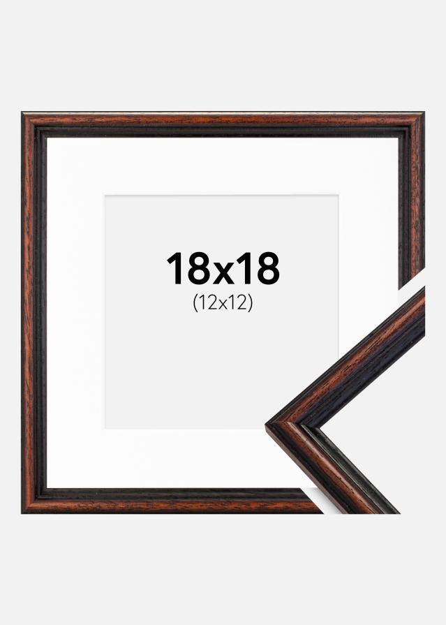 Ram med passepartou Fotolijst Horndal Walnoot 18x18 cm - Passe-partout Wit 13x13 cm
