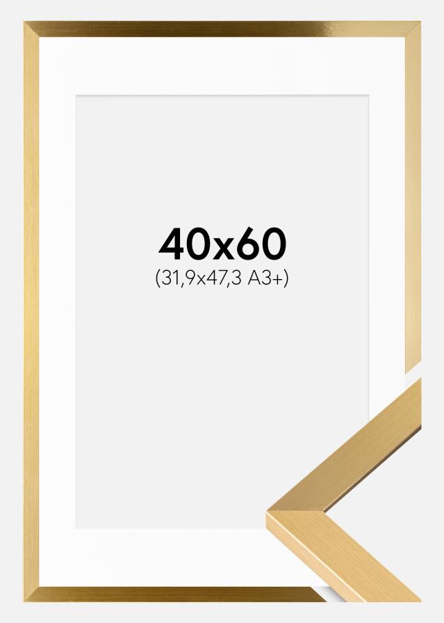 Ram med passepartou Fotolijst Selection Goud 40x60 cm - Passe-partout Wit 32,9x48,3 cm (A3+)