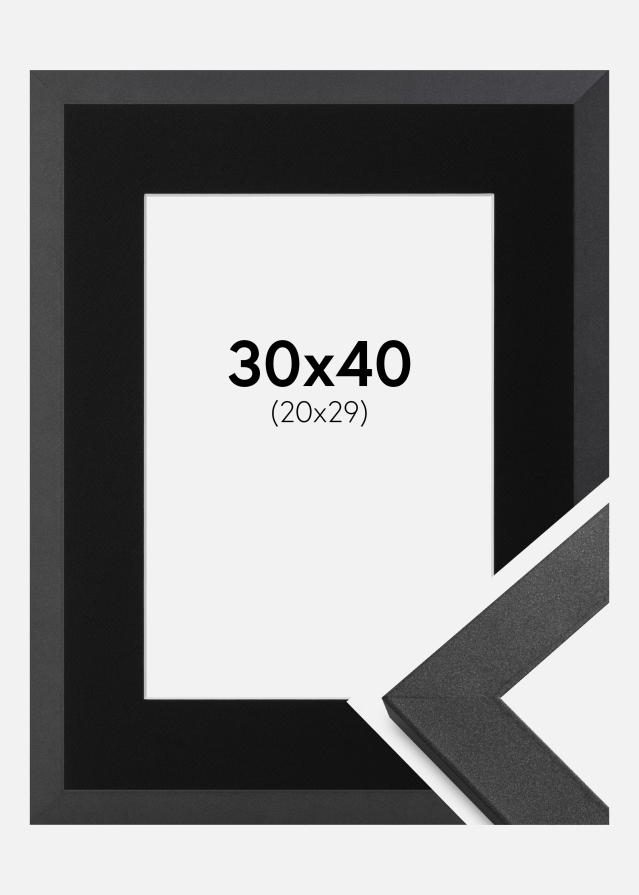Ram med passepartou Fotolijst Graphite Wood 30x40 cm - Passe-partout Zwart 21x30 cm