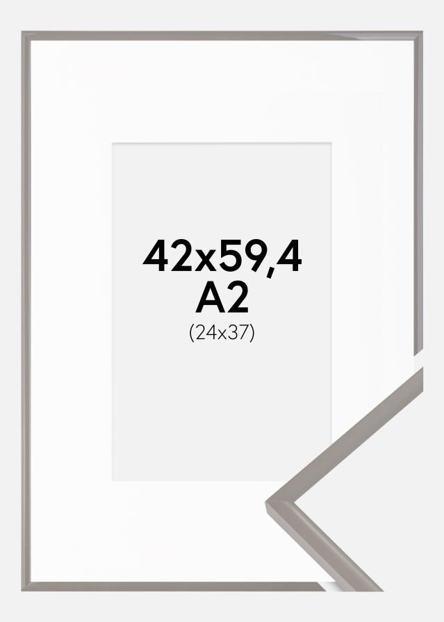 Ram med passepartou Fotolijst New Lifestyle Earth Grey 42x59,4 cm (A2) - Passe-partout Wit 25x38 cm