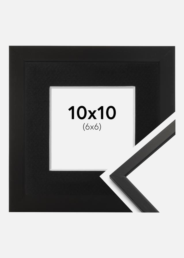 Ram med passepartou Fotolijst Edsbyn Zwart 10x10 cm - Passe-partout Zwart 7x7 cm