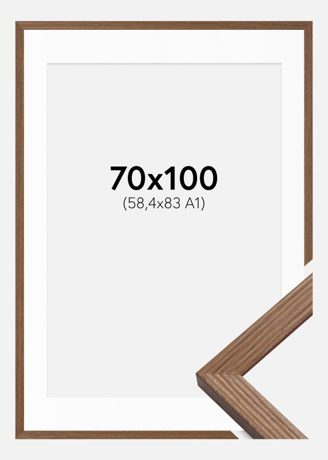 Ram med passepartou Fotolijst Fiorito Donker Eiken 70x100 cm - Passe-partout Wit 59,4x84 cm