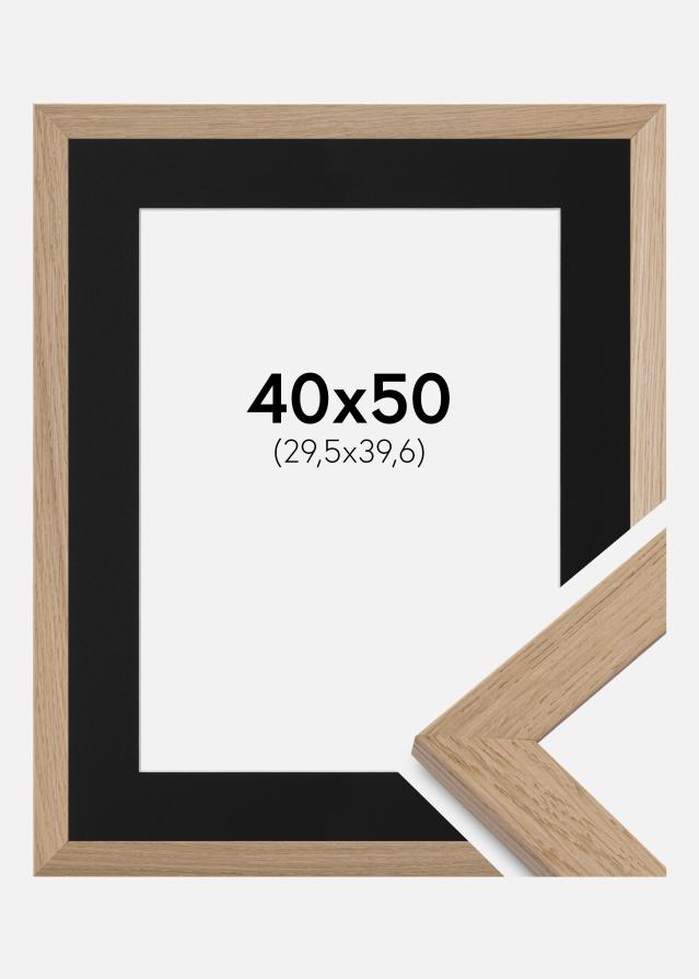 Ram med passepartou Fotolijst Trendline Eiken 40x50 cm - Passe-partout Zwart 12x16 inches