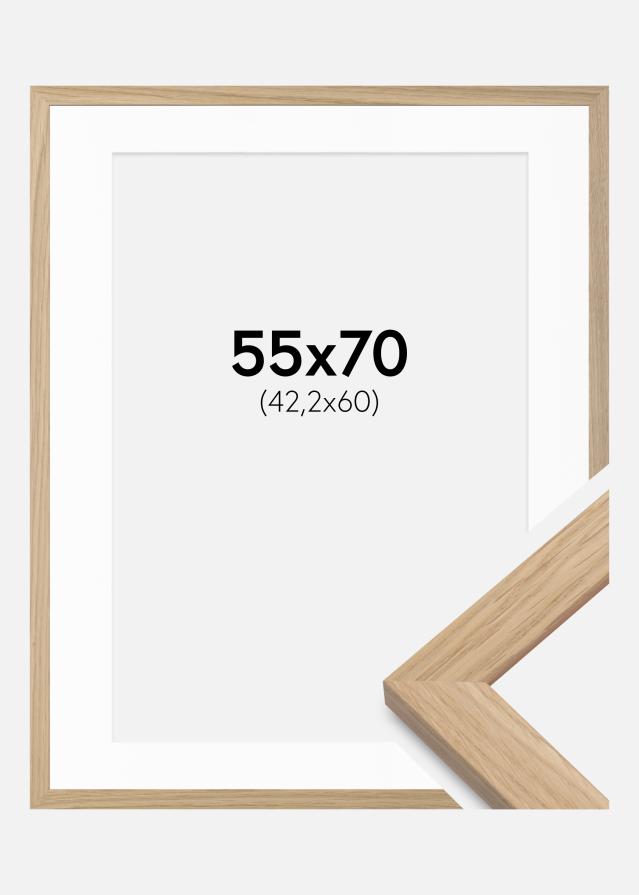 Ram med passepartou Fotolijst Oak Wood 55x70 cm - Passe-partout Wit 43,2x61 cm (A2+)