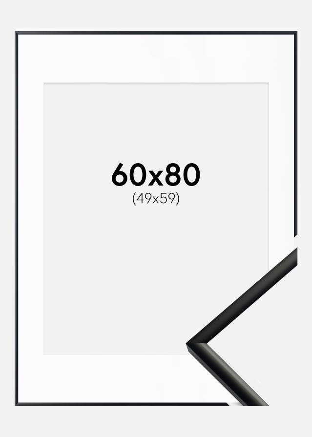 Ram med passepartou Fotolijst New Lifestyle Mat Zwart 60x80 cm - Passe-partout Wit 50x60 cm