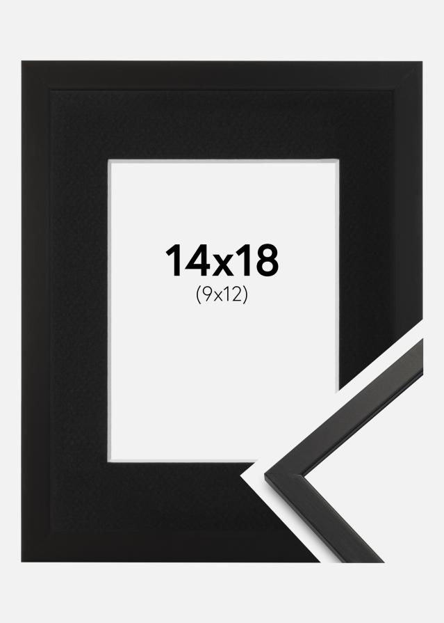 Ram med passepartou Fotolijst Edsbyn Zwart 14x18 cm - Passe-partout Zwart 10x13 cm