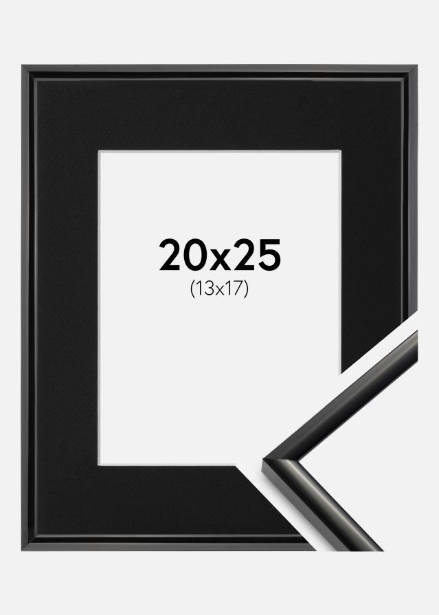 Ram med passepartou Fotolijst New Lifestyle Zwart 20x25 cm - Passe-partout Zwart 14x18 cm
