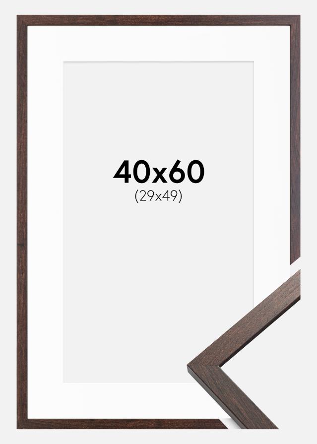 Ram med passepartou Fotolijst Trendy Walnoot 40x60 cm - Passe-partout Wit 30x50 cm