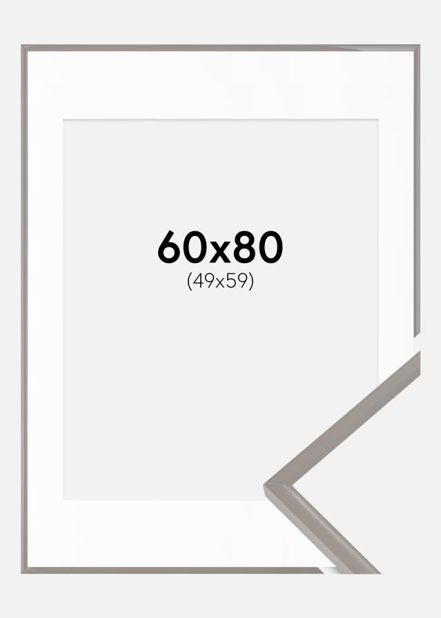 Ram med passepartou Fotolijst New Lifestyle Earth Grey 60x80 cm - Passe-partout Wit 50x60 cm