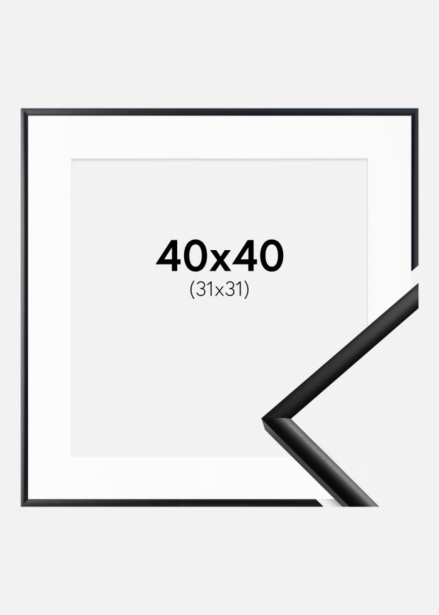 Ram med passepartou Fotolijst New Lifestyle Mat Zwart 40x40 cm - Passe-partout Wit 32x32 cm