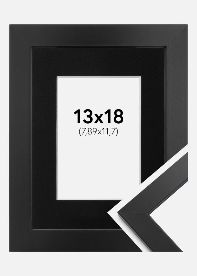 Ram med passepartou Fotolijst Black Wood 13x18 cm - Passe-partout Zwart 3,5x5 inches