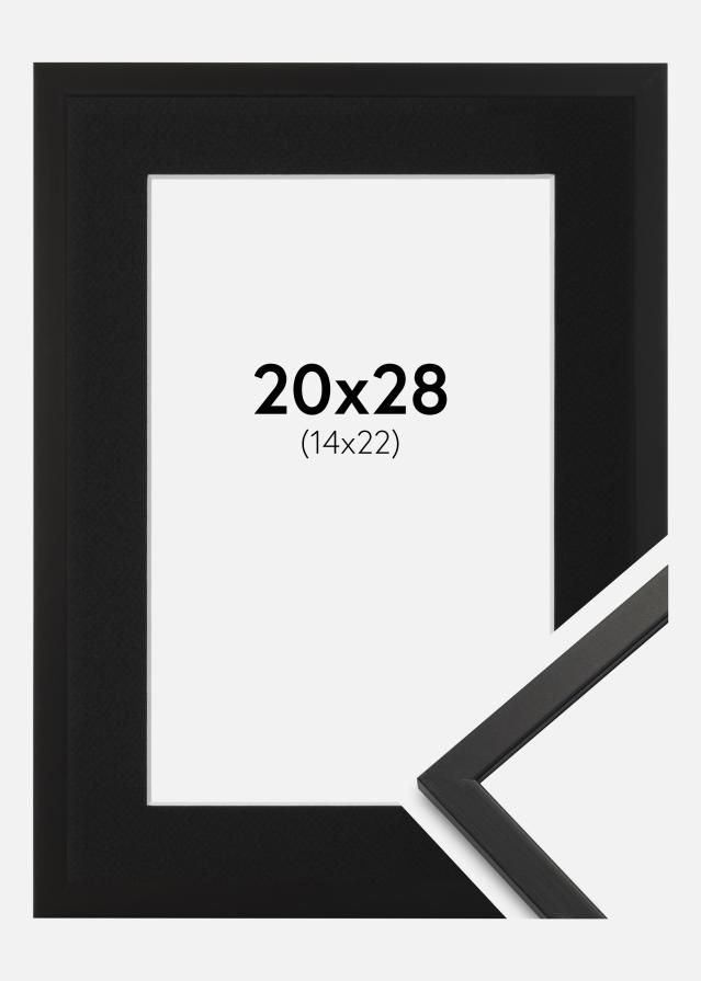 Ram med passepartou Fotolijst Edsbyn Zwart 20x28 cm - Passe-partout Zwart 15x23 cm