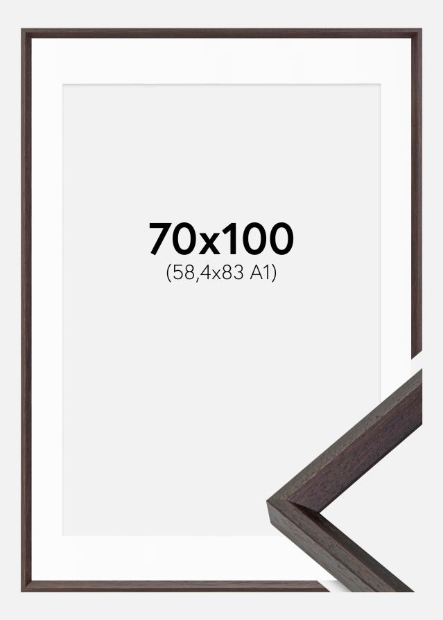 Ram med passepartou Fotolijst Globe Espresso 70x100 cm - Passe-partout Wit 59,4x84 cm