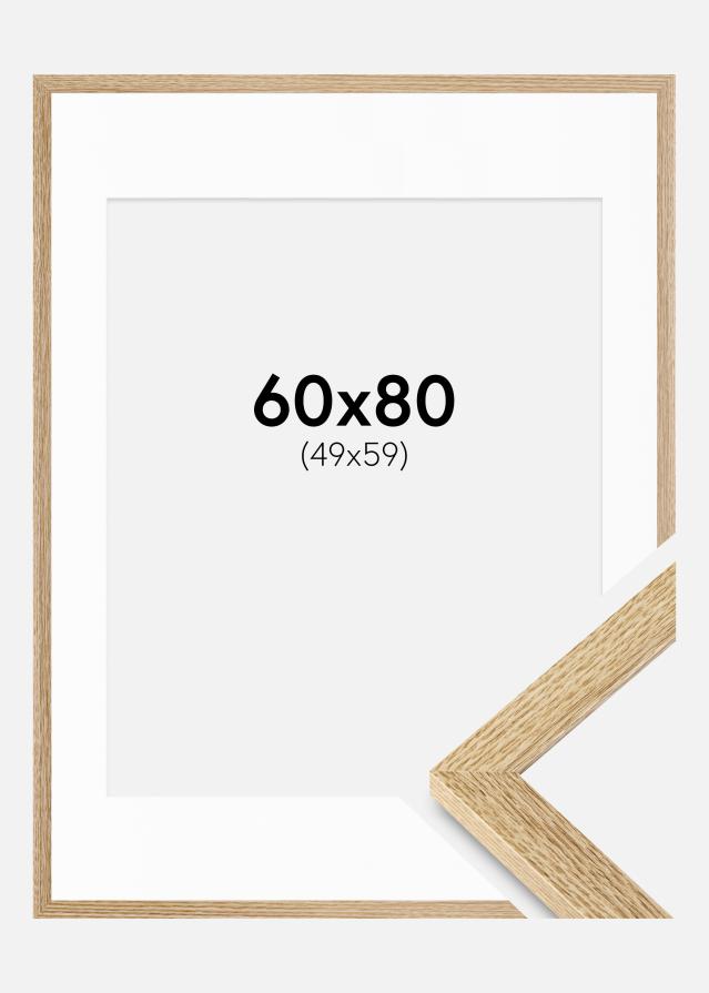 Ram med passepartou Fotolijst Selection Eiken 60x80 cm - Passe-partout Wit 50x60 cm