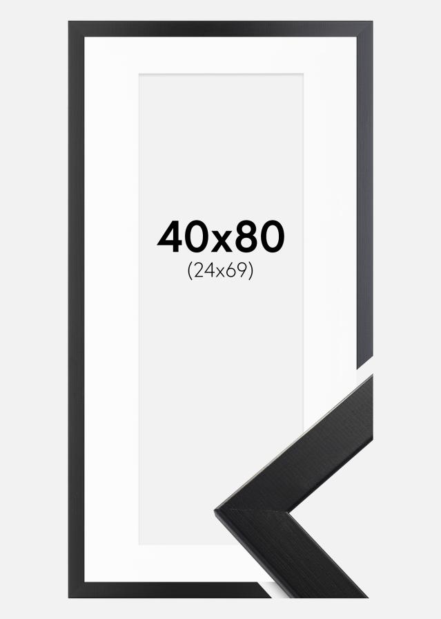 Ram med passepartou Fotolijst Trendline Zwart 40x80 cm - Passe-partout Wit 25x70 cm