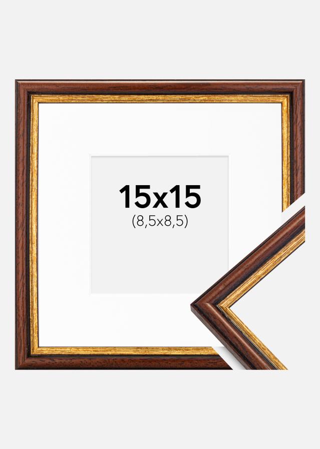 Ram med passepartou Fotolijst Horndal Bruin 15x15 cm - Passe-partout Wit 9x9 cm