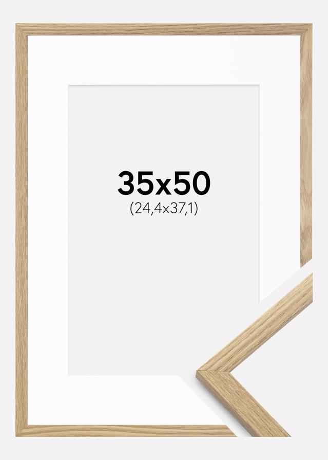 Ram med passepartou Fotolijst Trendy Eiken 35x50 cm - Passe-partout Wit 10x15 inches