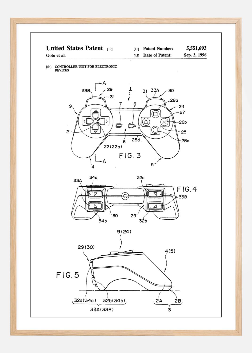 Product Image for Patent Print - Game Controller II - White Poster (21x29.7 cm (A4))