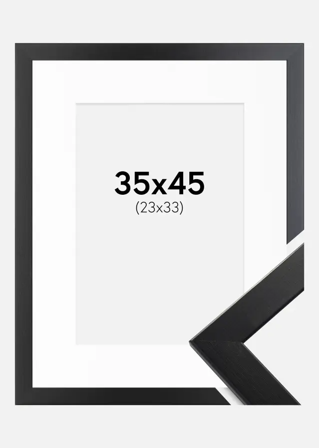 Ram med passepartou Fotolijst Trendline Zwart 35x45 cm - Passe-partout Wit 24x34 cm