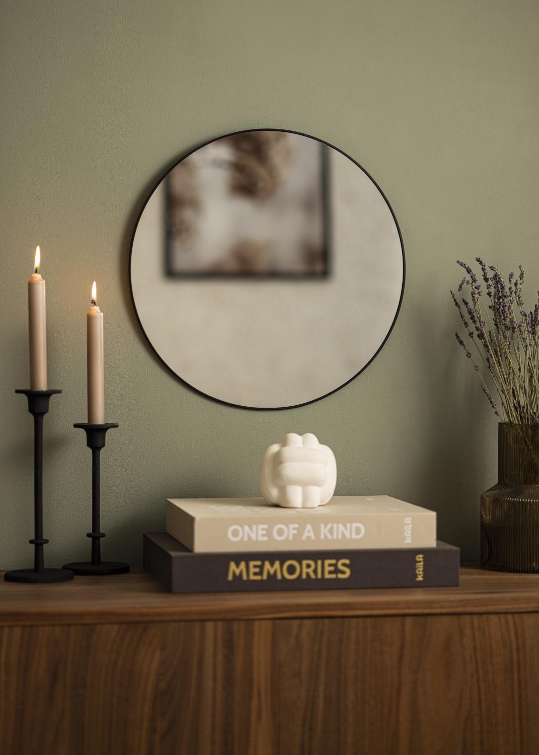 Product Image for KAILA Round Mirror - Thin Black 40 cm Ø