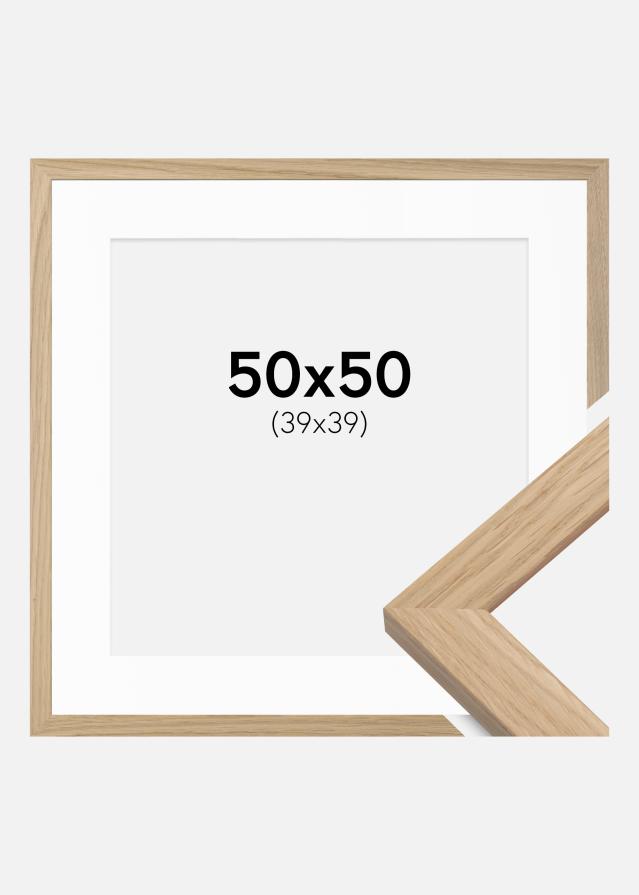 Ram med passepartou Fotolijst Oak Wood 50x50 cm - Passe-partout Wit 40x40 cm