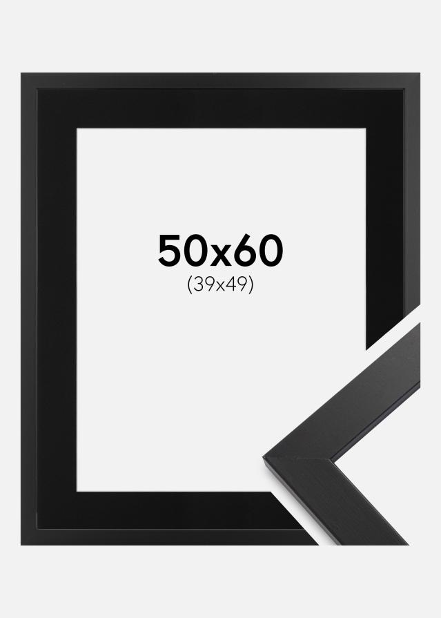 Ram med passepartou Fotolijst Black Wood 50x60 cm - Passe-partout Zwart 40x50 cm