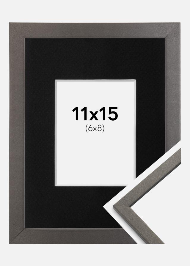 Ram med passepartou Fotolijst Edsbyn Grafiet 11x15 cm - Passe-partout Zwart 7x9 cm
