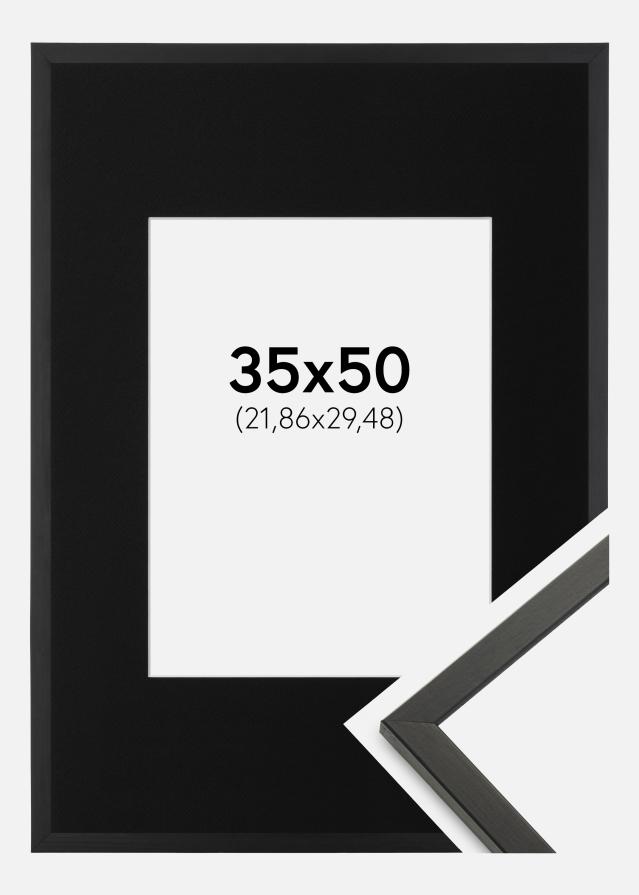 Ram med passepartou Fotolijst Galant Zwart 35x50 cm - Passe-partout Zwart 9x12 inches