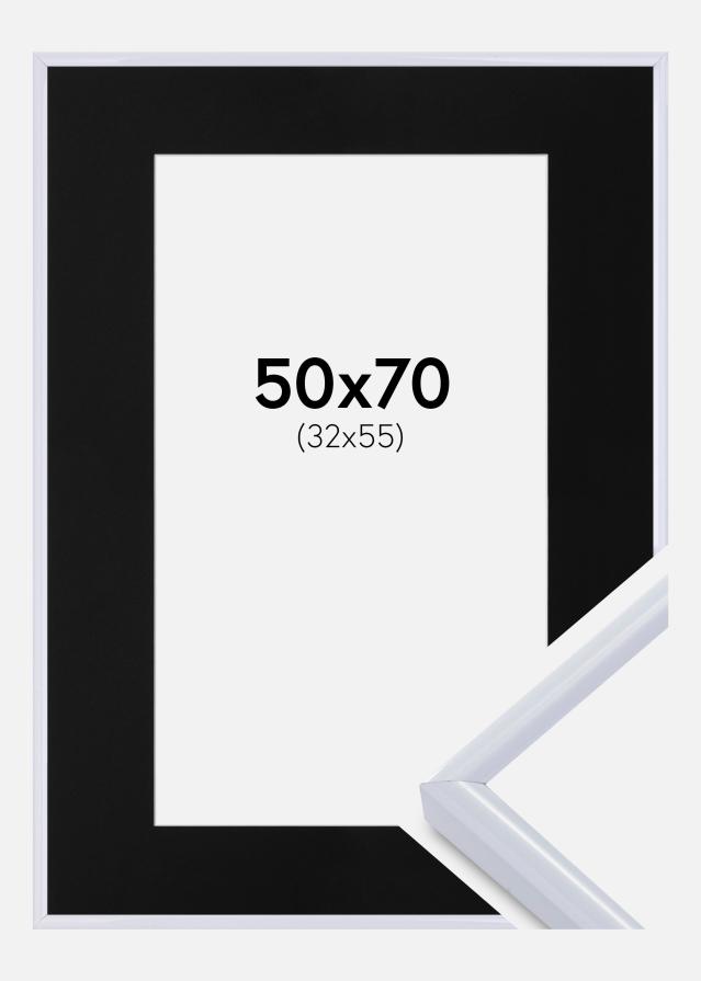 Ram med passepartou Fotolijst Victoria Wit 50x70 cm - Passe-partout Zwart 33x56 cm