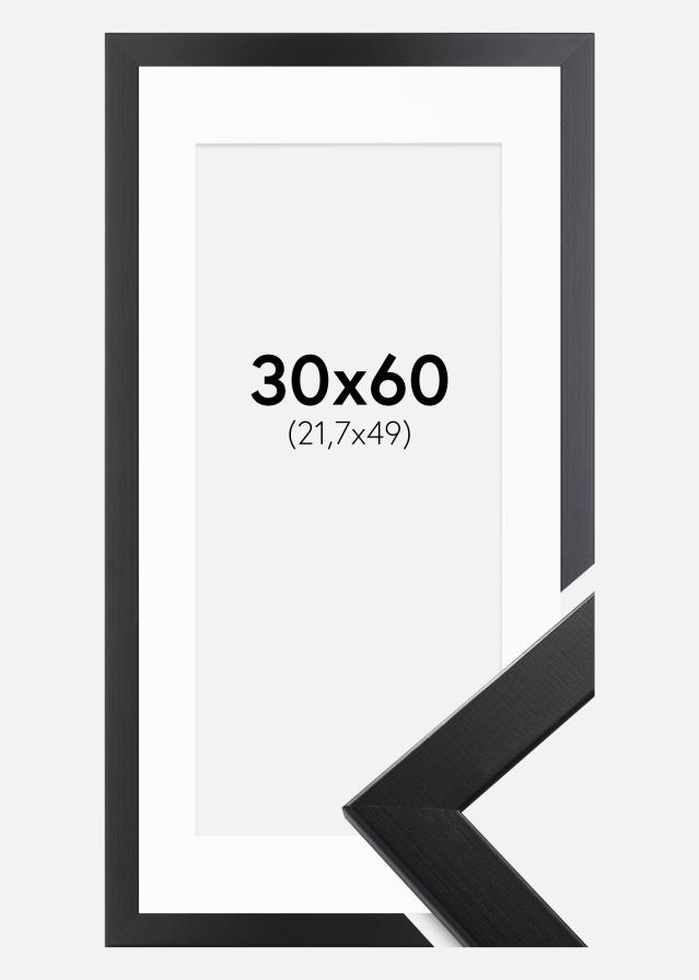 Ram med passepartou Fotolijst Trendline Zwart 30x60 cm - Passe-partout Wit 22,7x50 cm