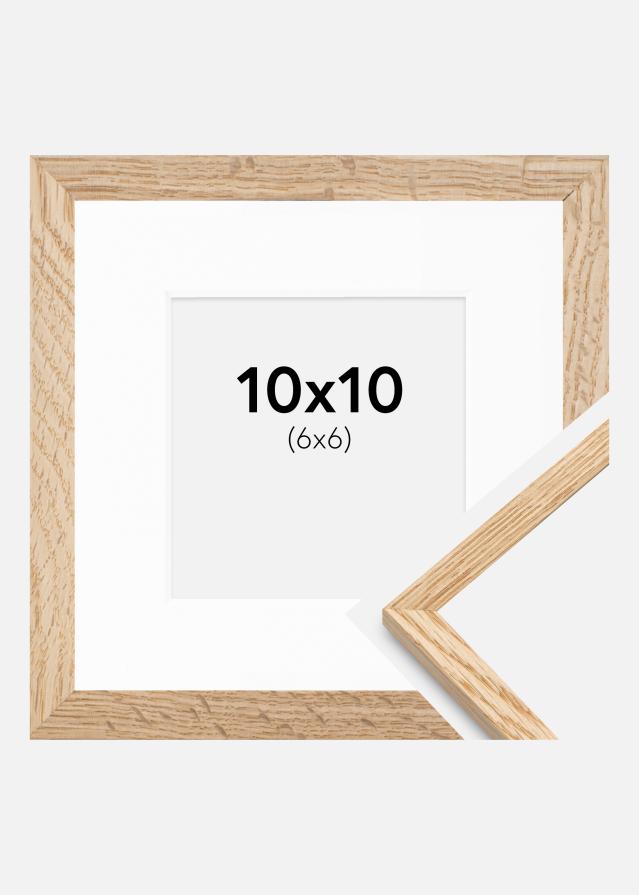 Ram med passepartou Fotolijst Smal Eikenhout 10x10 cm - Passe-partout Wit 7x7 cm