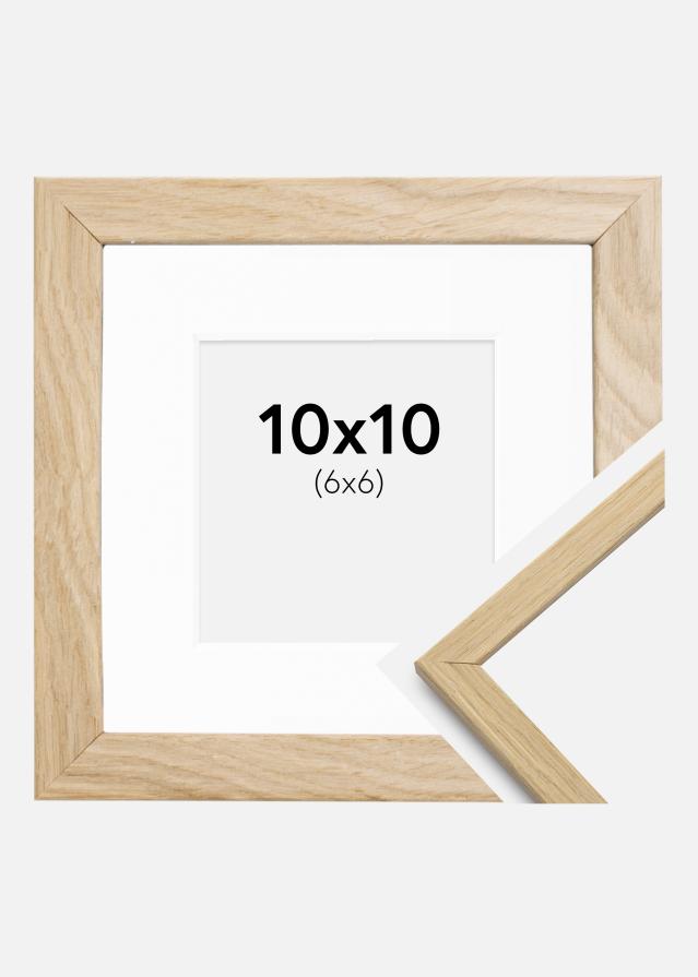 Ram med passepartou Fotolijst Edsbyn Eiken 10x10 cm - Passe-partout Wit 7x7 cm