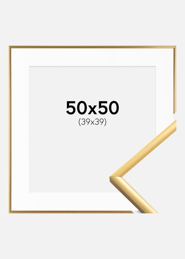 Ram med passepartou Fotolijst New Lifestyle Shiny Gold 50x50 cm - Passe-partout Wit 40x40 cm