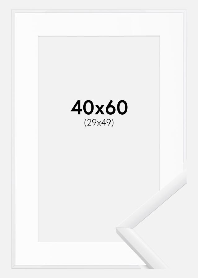 Ram med passepartou Fotolijst New Lifestyle Wit 40x60 cm - Passe-partout Wit 30x50 cm