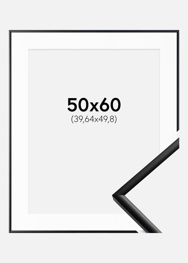 Ram med passepartou Fotolijst New Lifestyle Mat Zwart 50x60 cm - Passe-partout Wit 16x20 inches