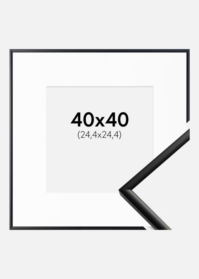 Ram med passepartou Fotolijst New Lifestyle Mat Zwart 40x40 cm - Passe-partout Wit 10x10 inches