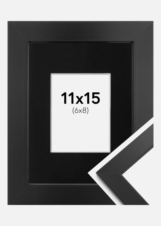 Ram med passepartou Fotolijst Black Wood 11x15 cm - Passe-partout Zwart 7x9 cm