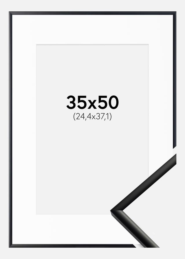 Ram med passepartou Fotolijst New Lifestyle Mat Zwart 35x50 cm - Passe-partout Wit 10x15 inches
