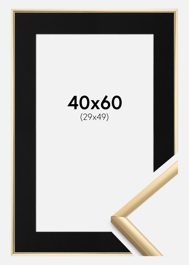 Ram med passepartou Fotolijst New Lifestyle Goud 40x60 cm - Passe-partout Zwart 30x50 cm