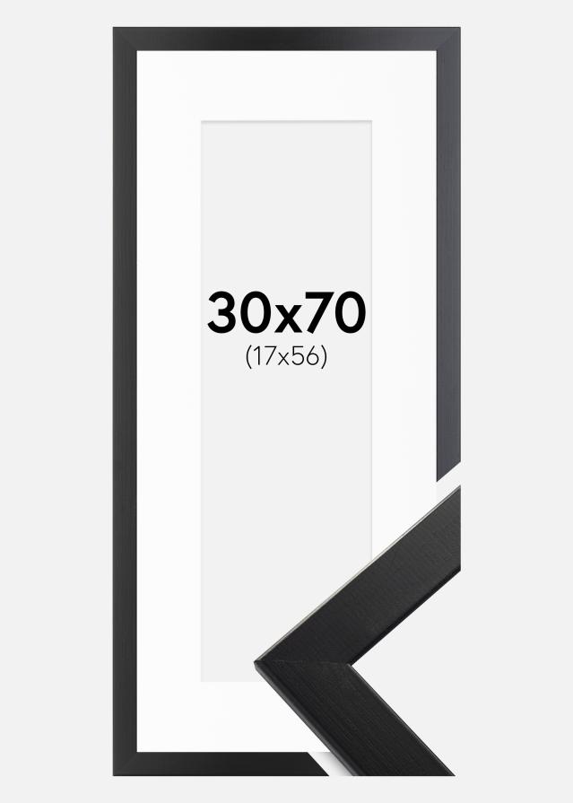 Ram med passepartou Fotolijst Trendline Zwart 30x70 cm - Passe-partout Wit 18x57 cm
